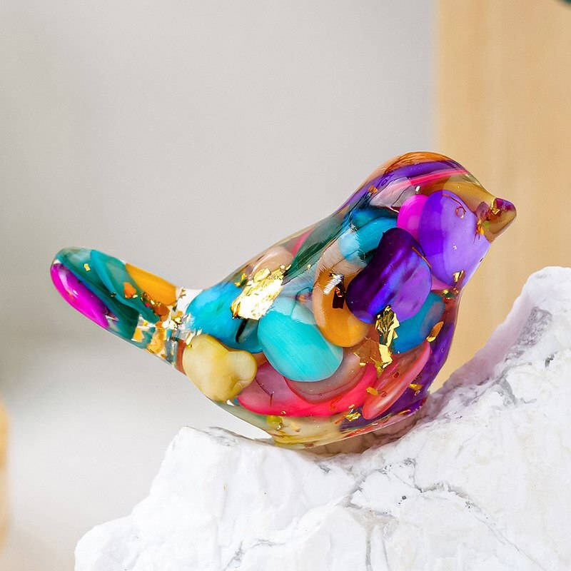 Natural Quartz Crystal Gravel Drops Glue Bird Mini Healing Birdie Resin Decor