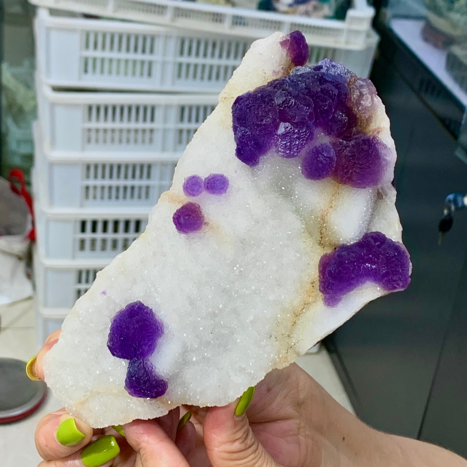 1.68LB Natural Purple fluorite spherical mineral crystal sample/Chengde, Hebei