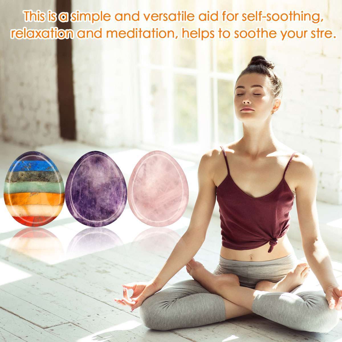 1-3Pc Healing Crystal Oval Thumb Worry Stone Pocket Palm Chakra Reiki Meditation