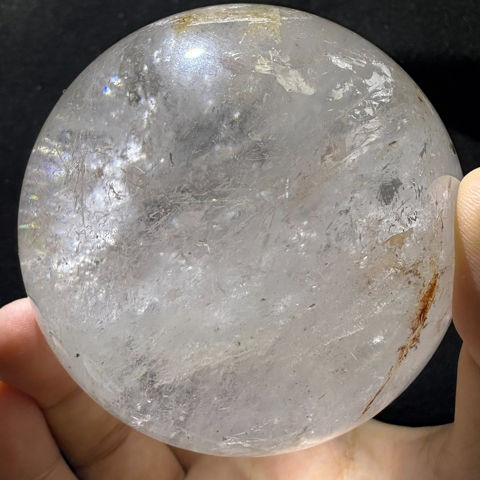 80mm Large Quartz Ball Natural Crystal Sphere w/ USB Light Stand Decoration