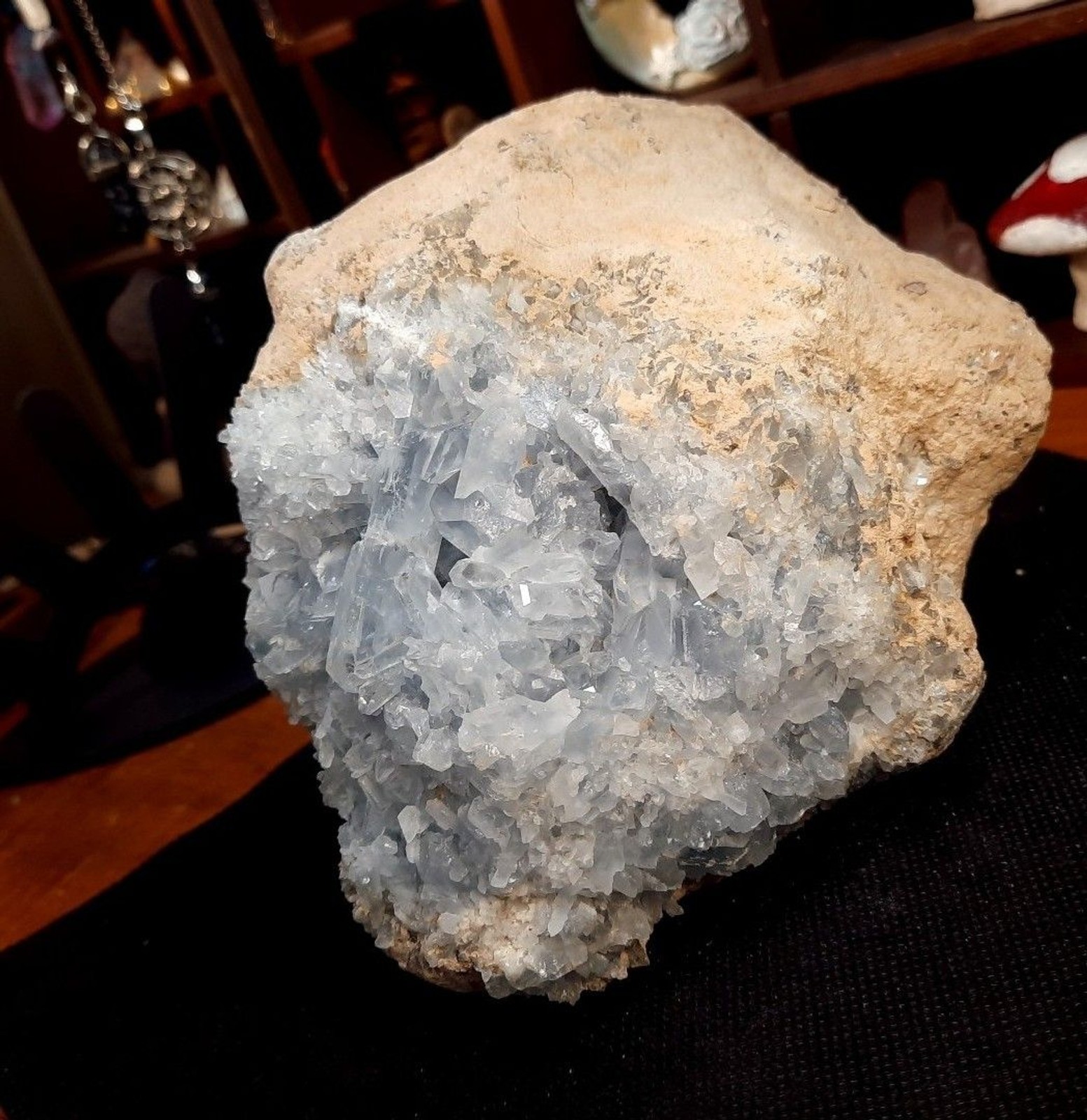 5.19 lb Madagascar High-Grade Blue Celestite Quartz Crystal Geode Cluster
