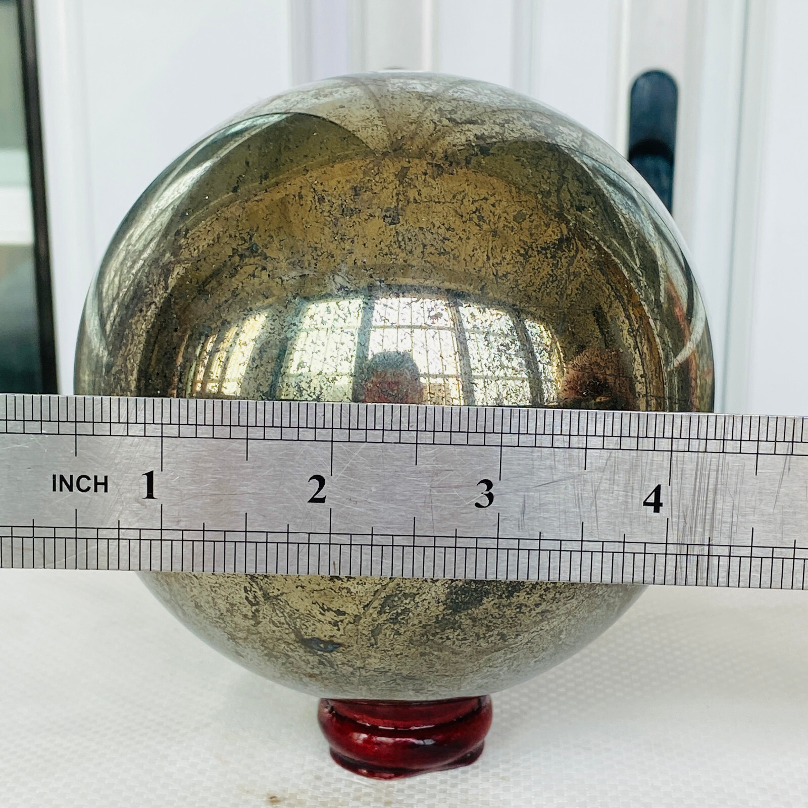 Natural Chalcopyrite Quartz Crystal Ball Energy Reiki Healing 3220G