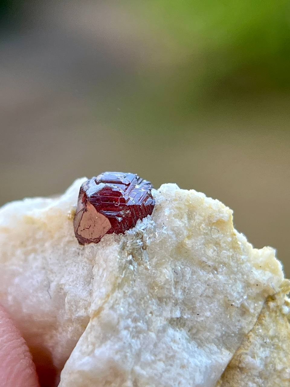 4.4 Gram Etched Deep Red Spessartine Garnet On Matrix From Skardu, Pakistan