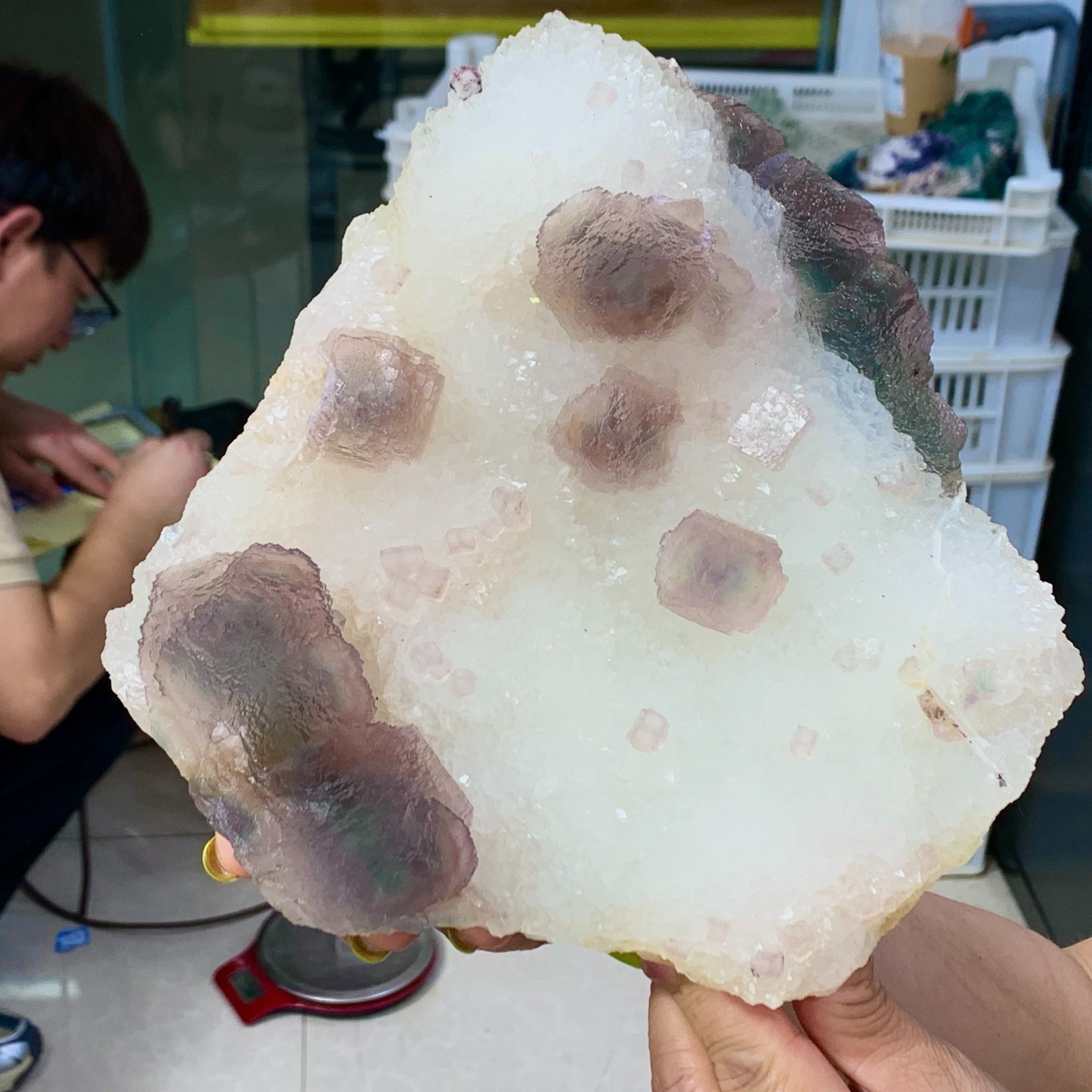 5.96LB Natural Bubble fluorite Purple cubic mineral crystal sample/Zhejiang