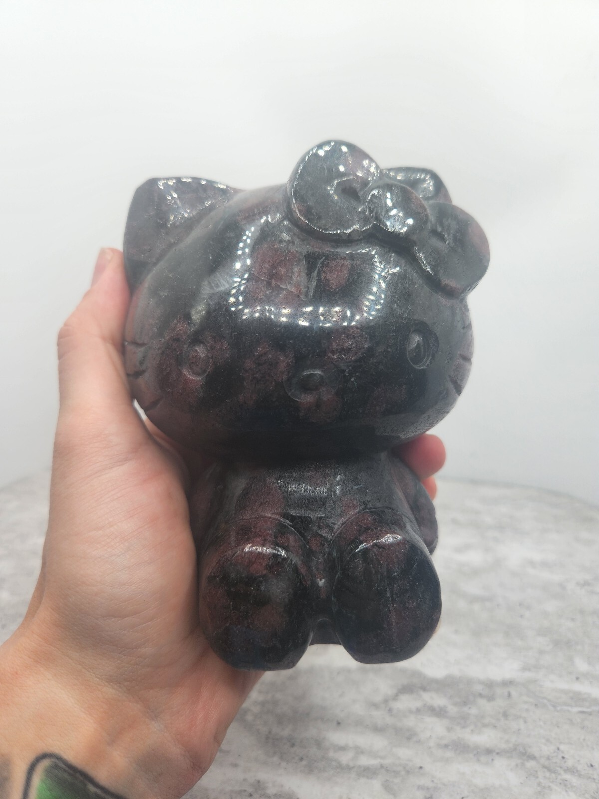 4LB Hello Kitty Cat Garnet Carved Crystal Natural Crystal Carving Cat Lover
