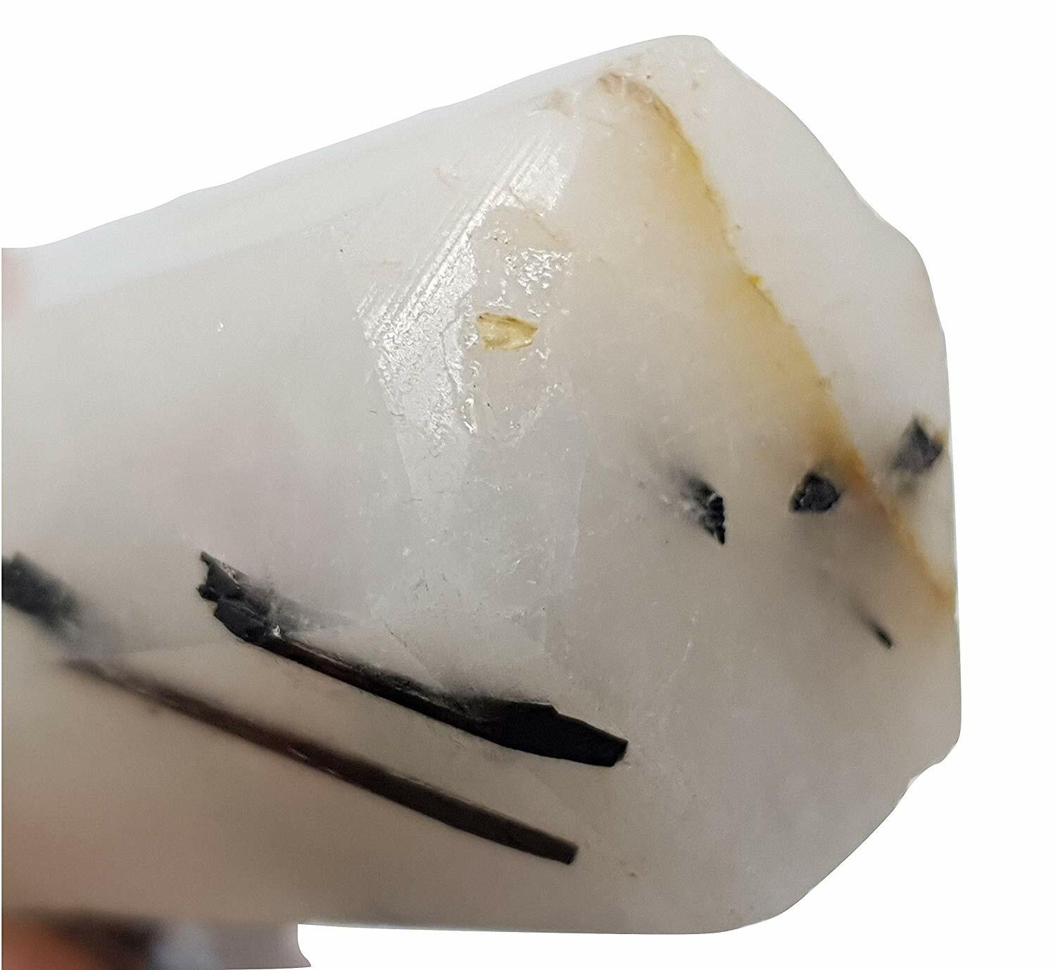 Rutilated Black Tourmaline Quartz Gemstone Point 85 x 30 x 25mm Approx 90g gt3a