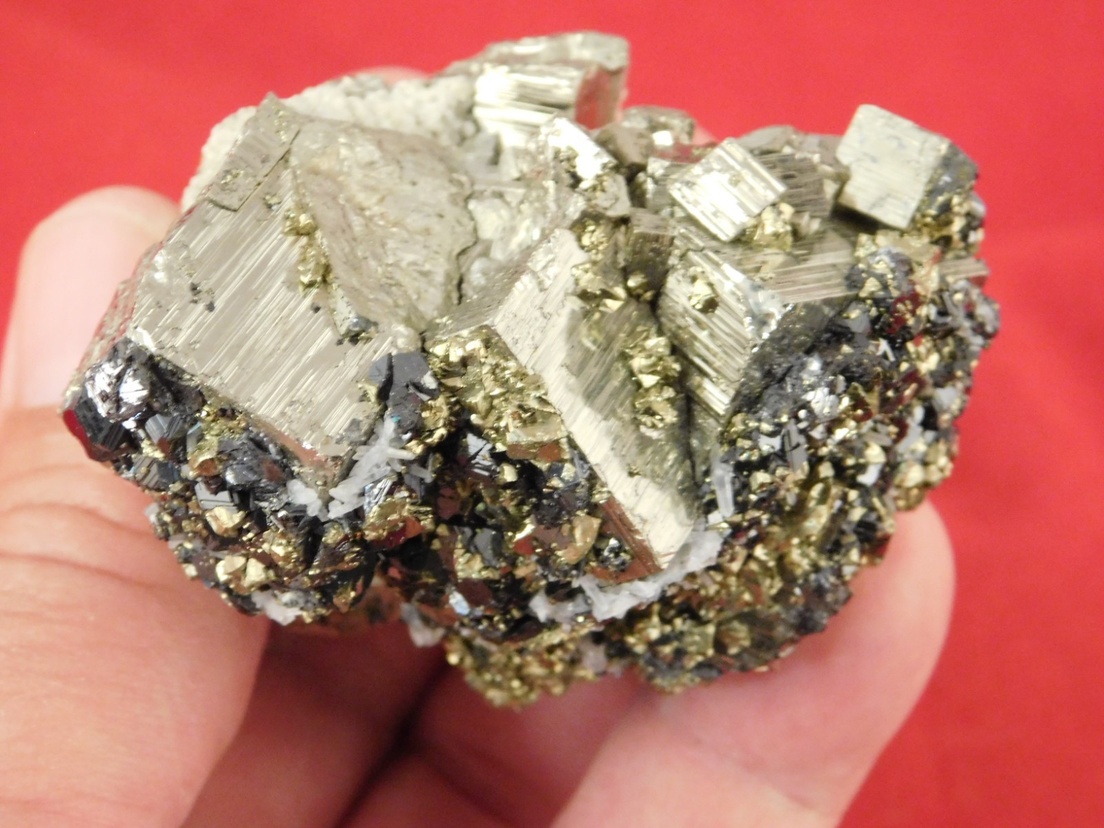 Sphalerite Crystal Cluster with Chalcopyrite Calcite and Pyrite 214gr