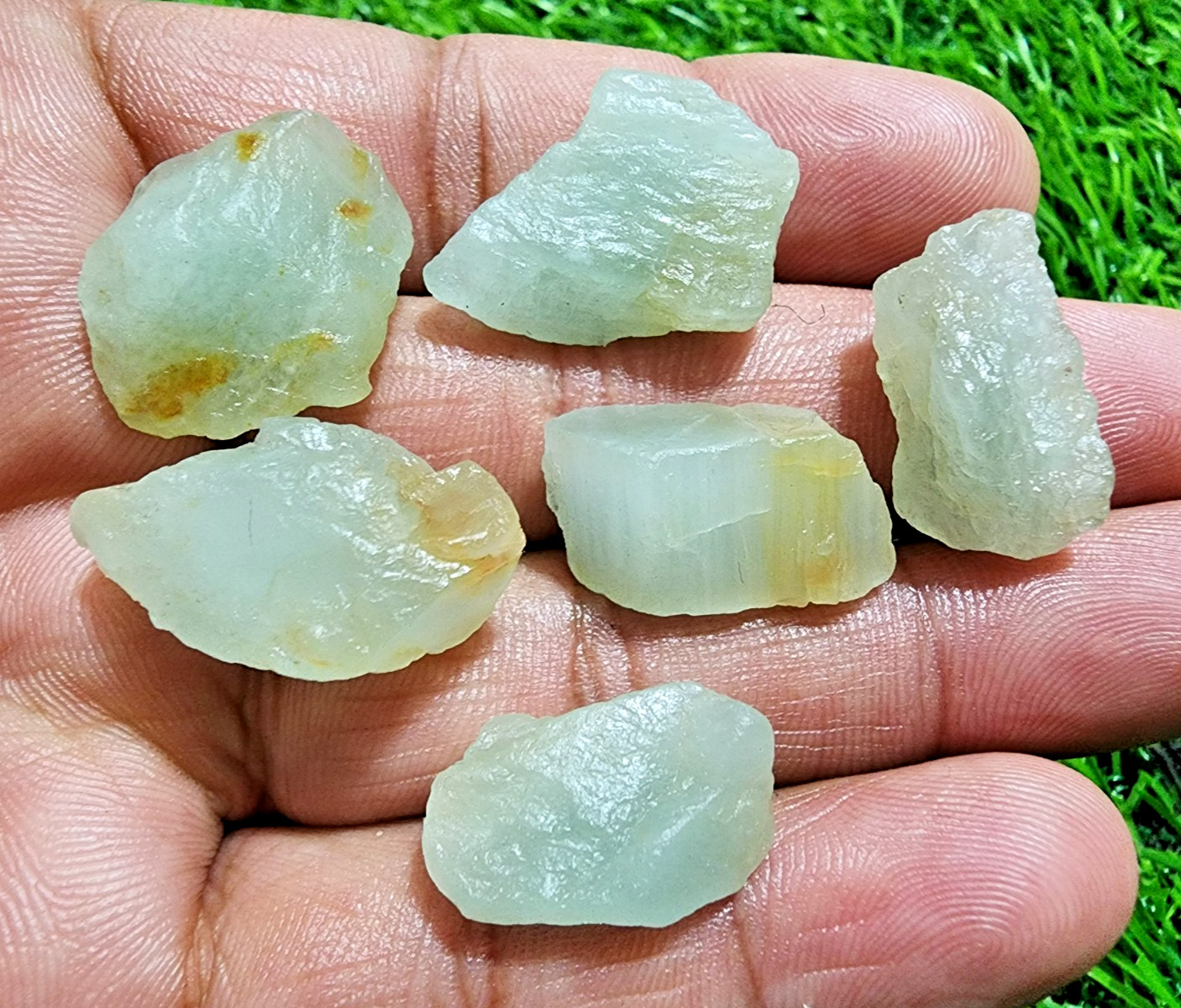 6Pcs Milky Blue Aquamarine Gemstone Rough Lot 20-26mm Aquamarine Raw Stone Bulk