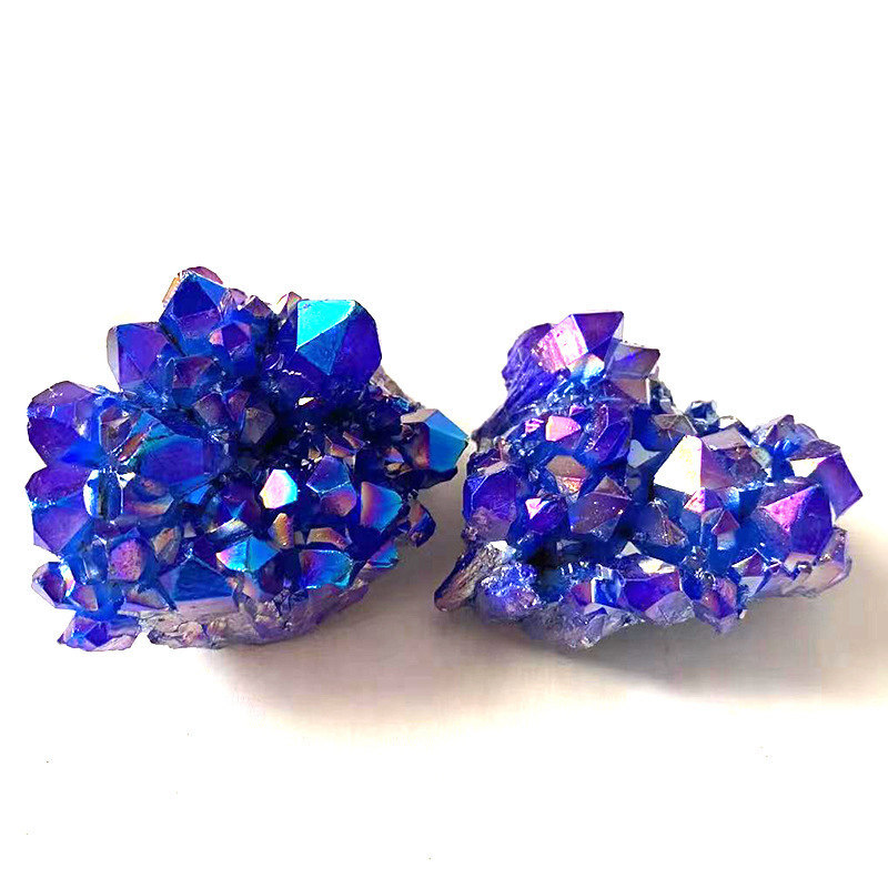 80g Natural Aura Blue Crystal Titanium Rock Stone Cluster VUG Specimens Healing