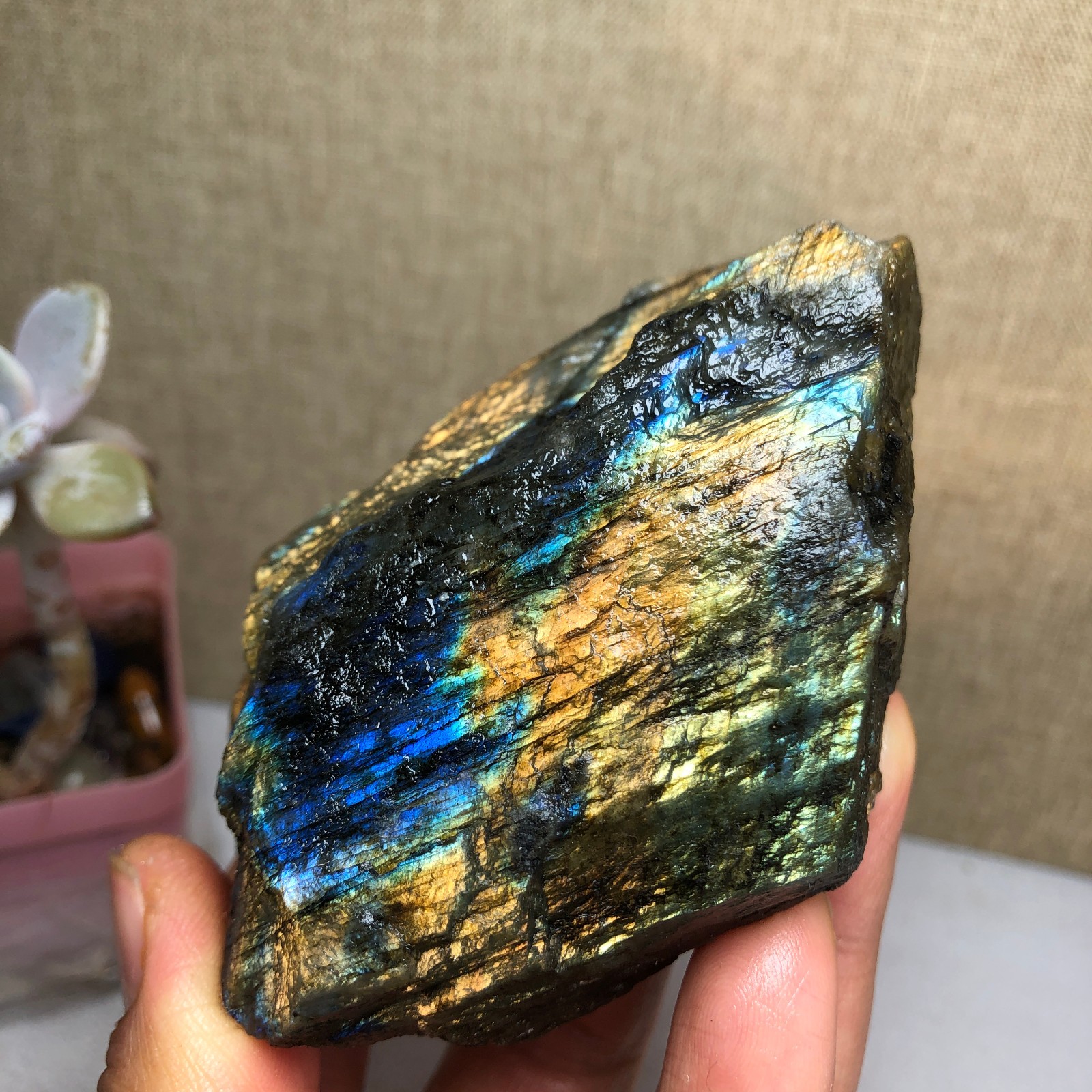 65mm Natural Labradorite Crystal gemstone rough original Specimen 205g A2631