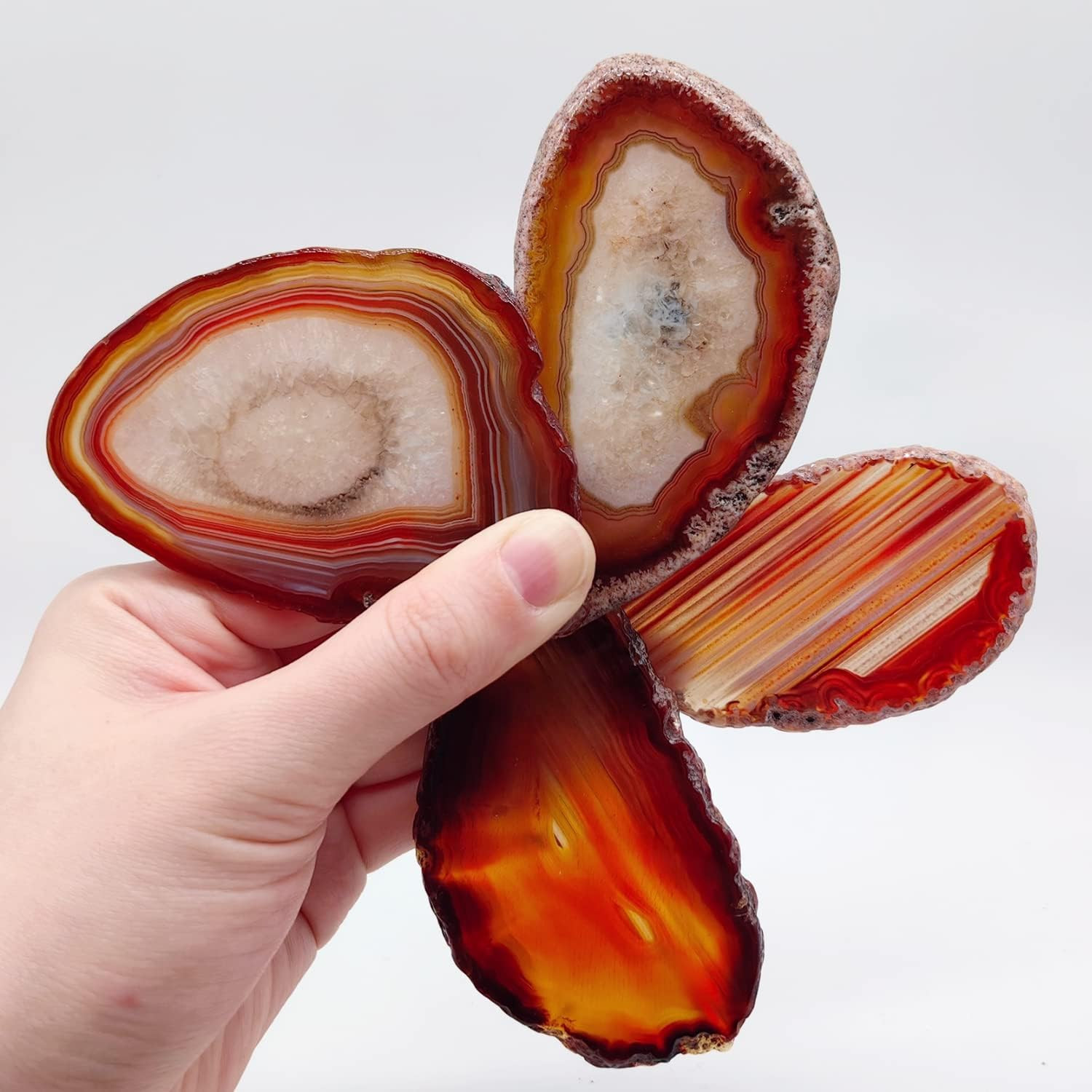 15Pcs Orange Red Agate Stone Slice Bulk Irregular Polished Agate Table Place Car