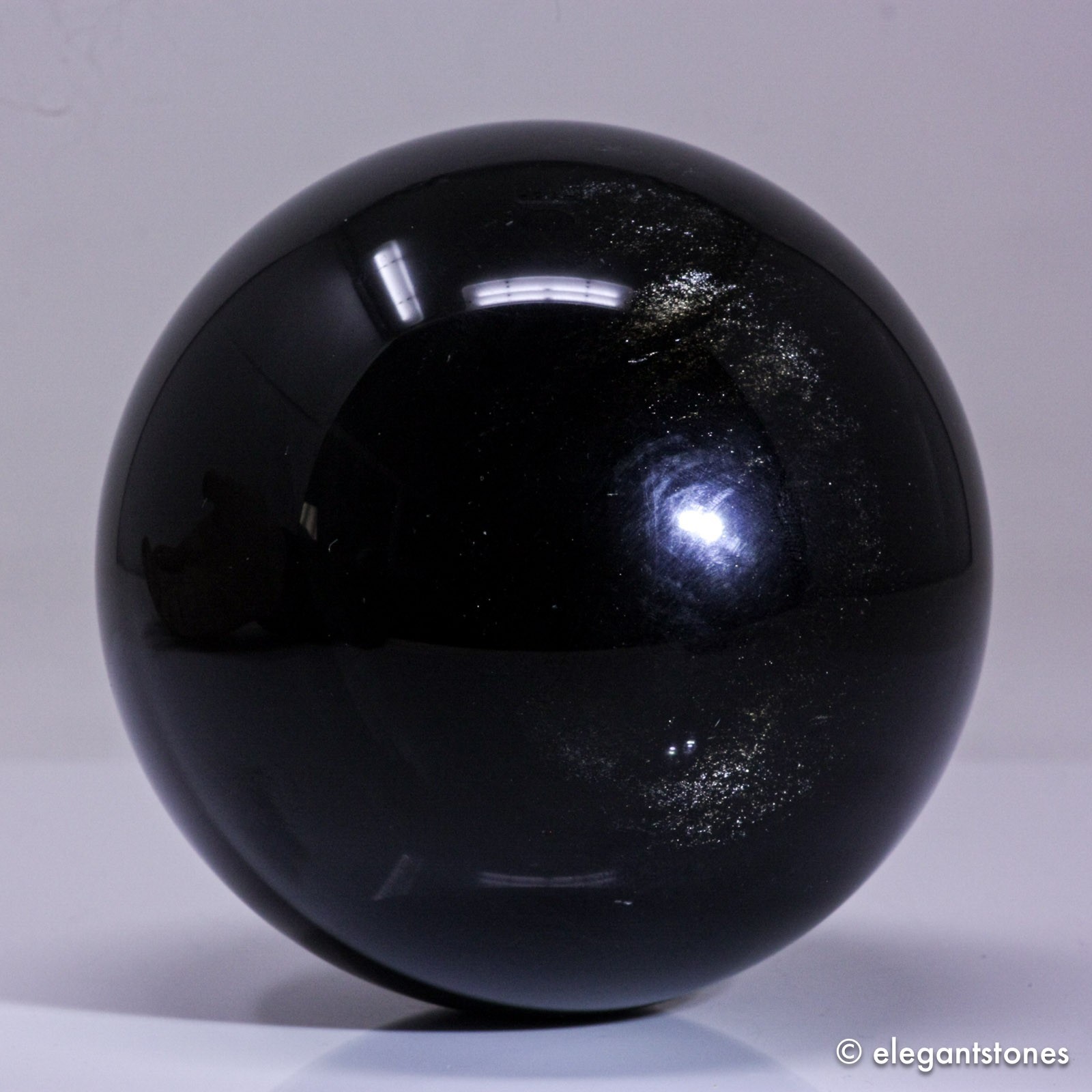3.0″ 1.3lbs Flashy Silver Sheen Obsidian Sphere Crystal Ball Reiki Healing Stone