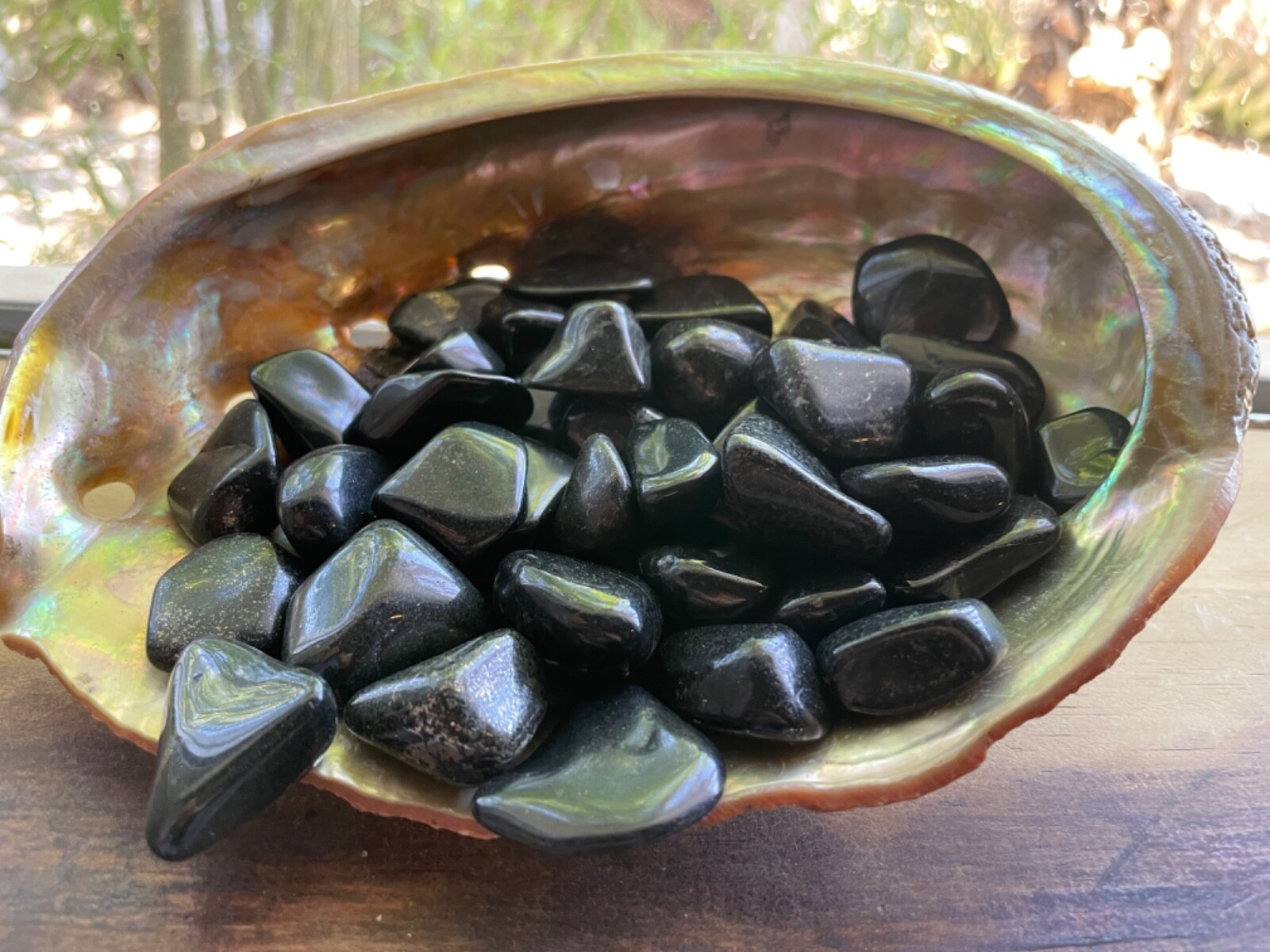 6X Black Lemurian Jade Tumbled Stones 20-25mm Reiki Healing Crystals Past Abuse