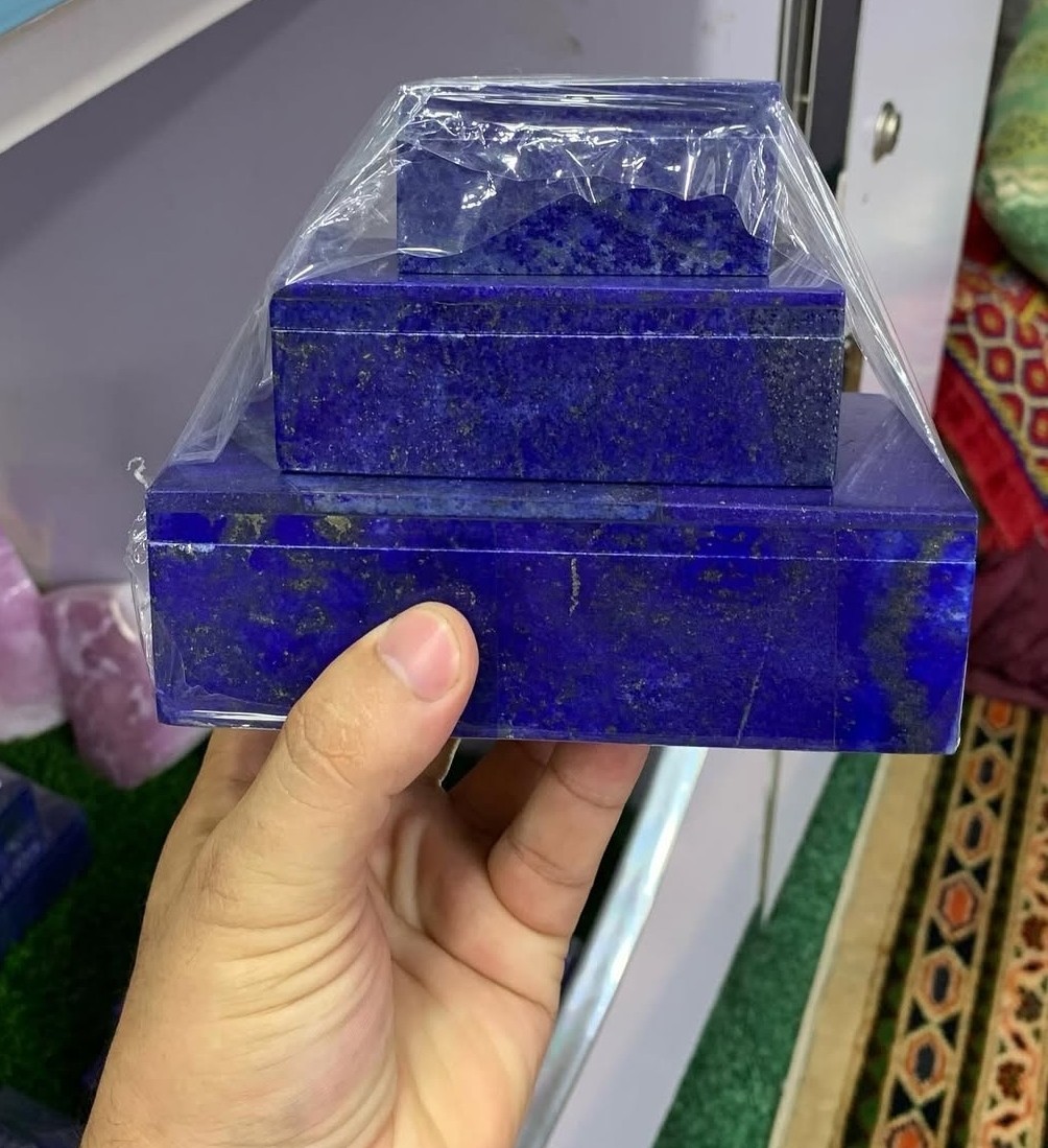 Handmade Lapis Lazuli Jewelry Box Set Natural Gemstone Trinket Gift A+++
