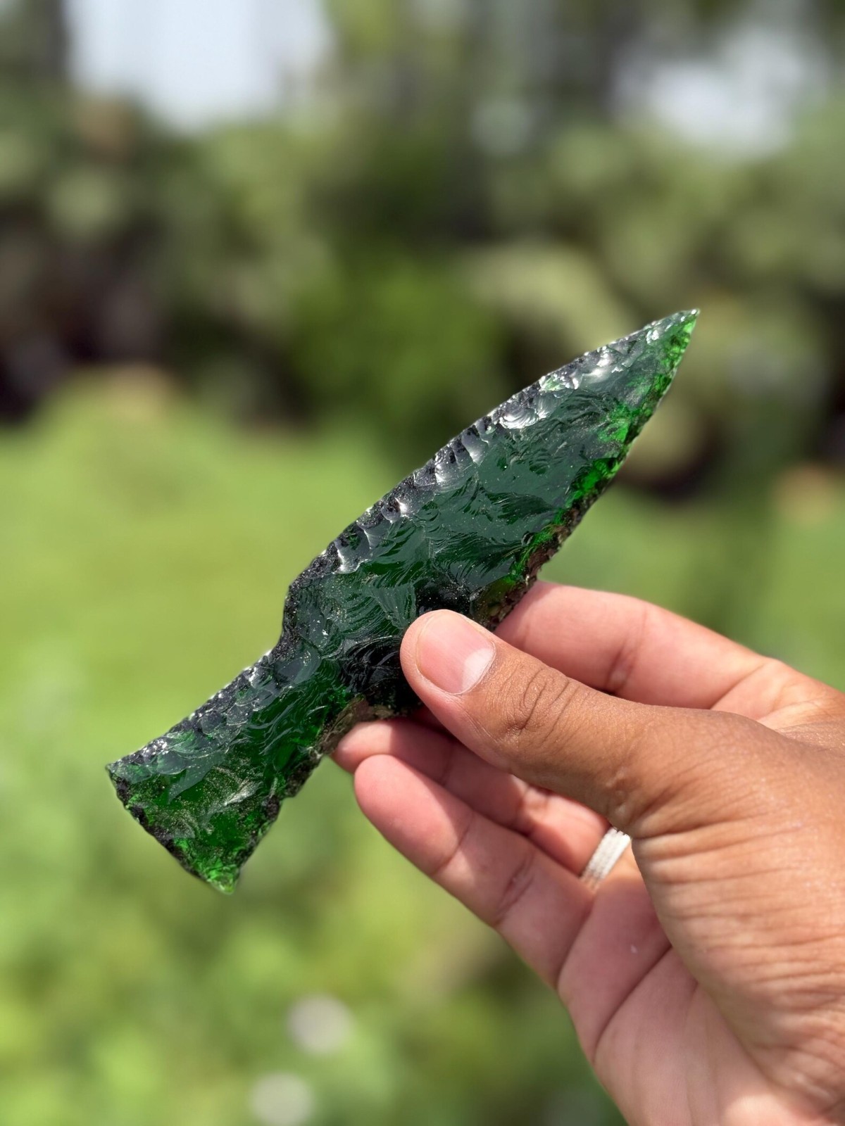 Green Obsidian Glass Knife Handmade Crystal Blade Size 4″–6″ Decorative
