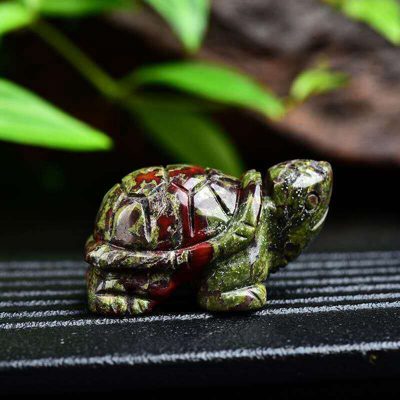 Natural Quartz Crystal Carved Longevity Healing Stone Turtle Animal Statue Decor
