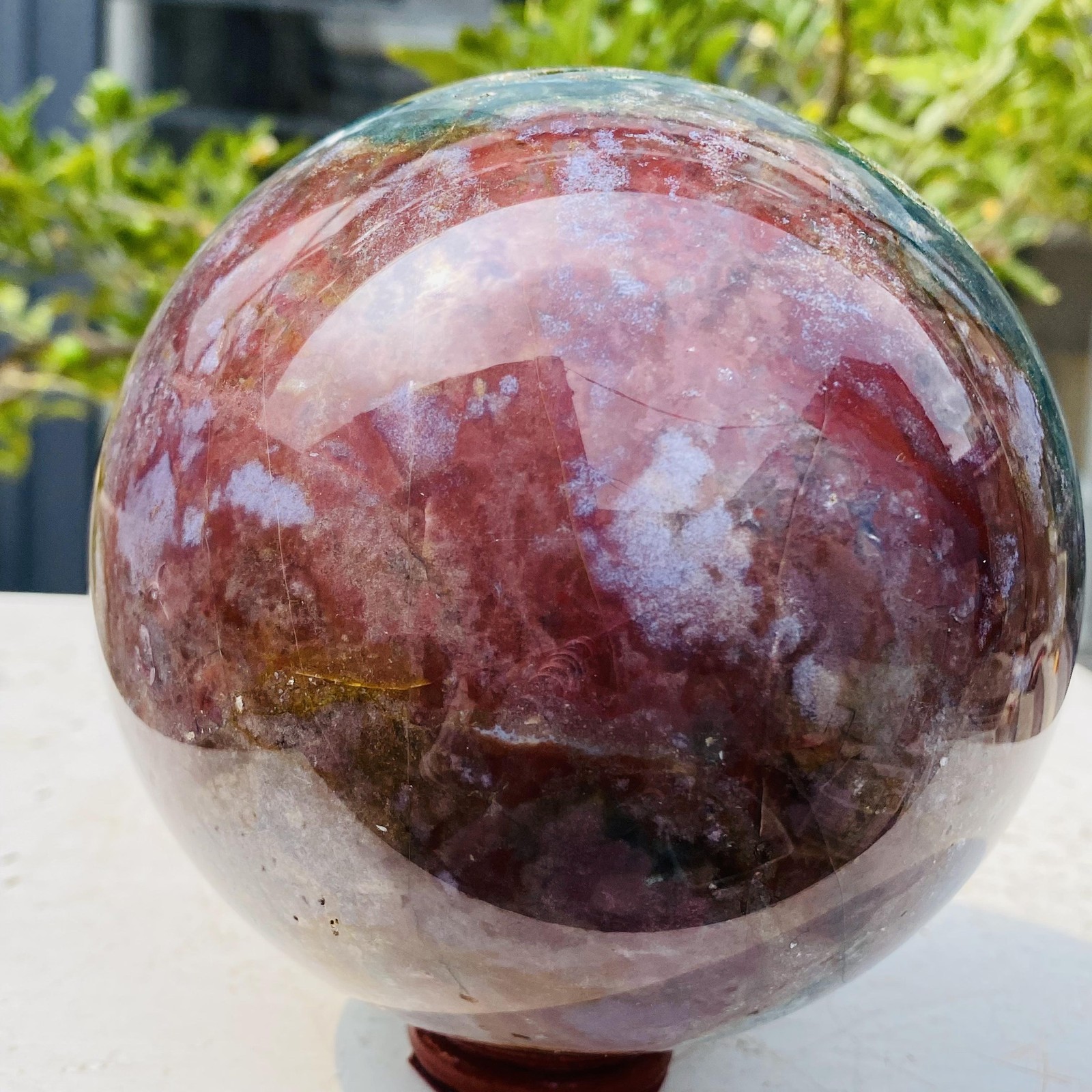 Natural Ocean Jasper ball Crystal jewelry Reiki energy Healing 1960g