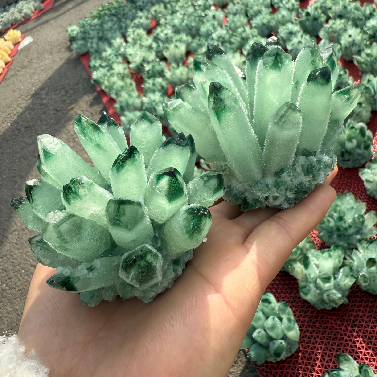 300g Natural Green crystal Quartz Cluster Crystal Mineral Healing Rock Stone