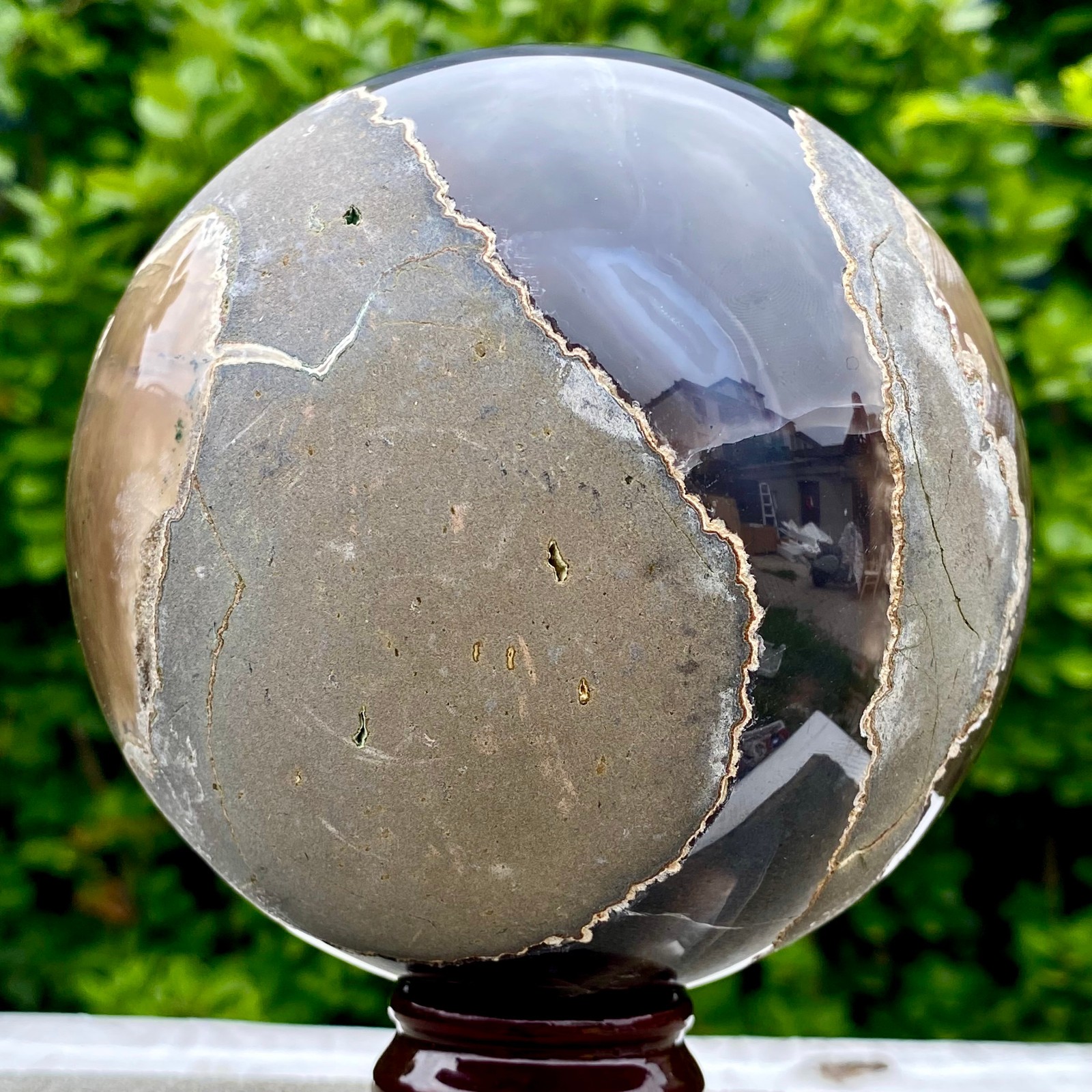 3.9LB Amethyst Agate Sphere Polished Healing Crystal Ball Home Feng Shui Ornam