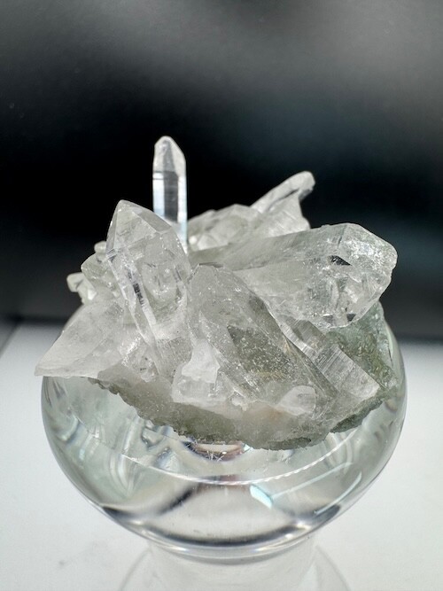 4876 Himalayan Quartz Cluster with Excellent Clarity and Points, w/ Chlorite 31g
