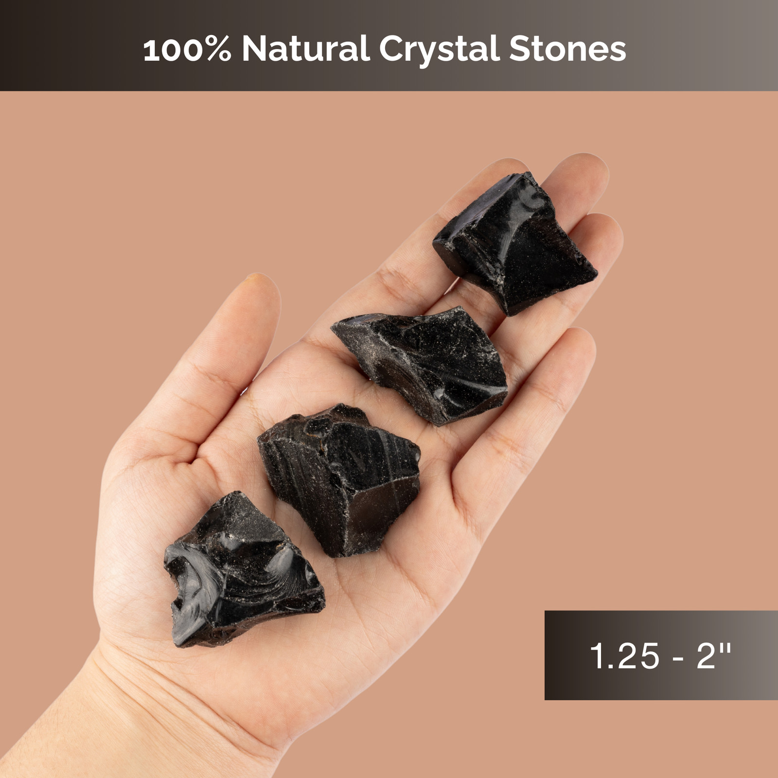 Black Obsidian Raw Crystal Stone – Healing Crystals and Stones for Meditation, R