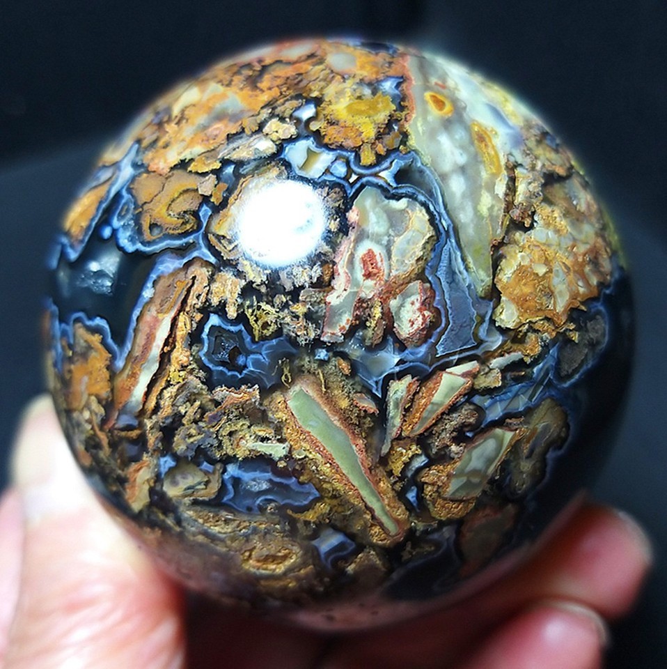 RARE 238.3g Natural Polished Colorful Agate Stone Ball Healing Madagascar AB1600