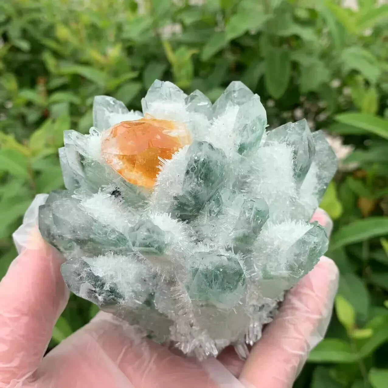 300g+New find Green Yellow Phantom Quartz Crystal Cluster Mineral Specimen Gem