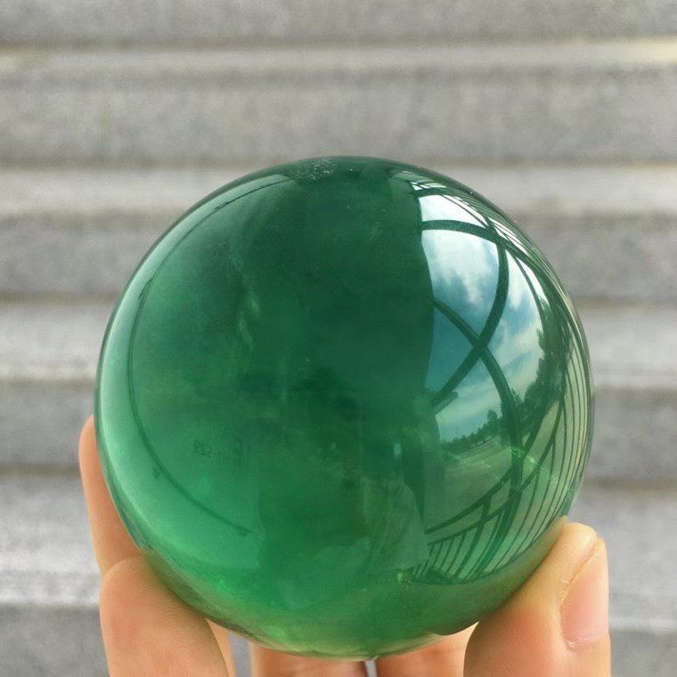 5cm Natural green fluorite Quartz Sphere Crystal Energy Ball Reiki Healing