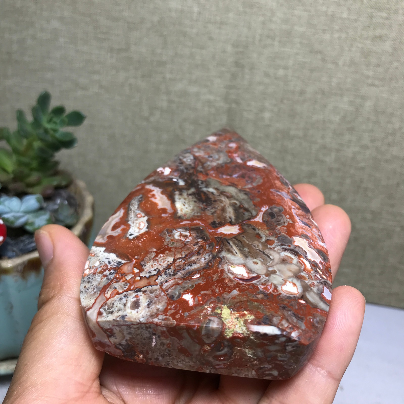 Natural Indonesian Bloodstone agate point leaf Crystal specimens 188g A5132