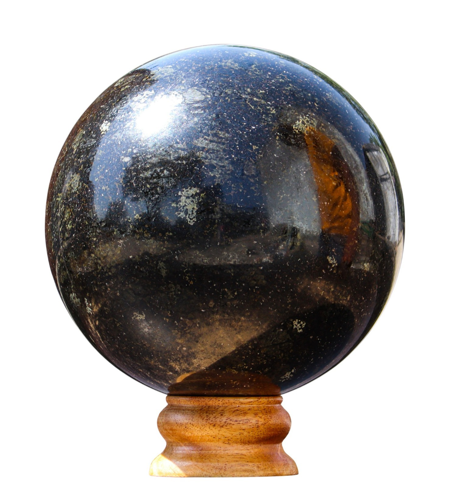 Natural Black NUUMMITE Crystal Home Decor Handmade Gift Polished Sphere 145mm