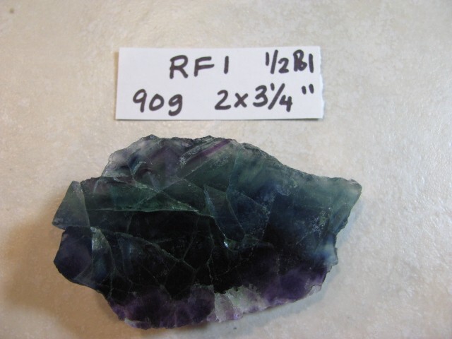 RF1 – 90g PALM SIZE+ RAINBOW FLUORITE SLAB 1 SIDE POLISHED GEMSTONE slice stone