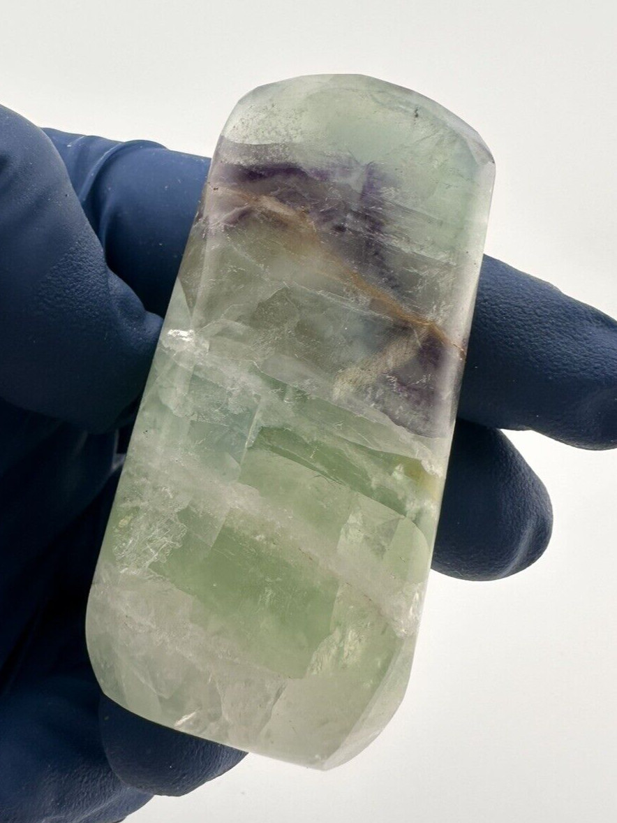 Rainbow Fluorite Handmade Triangle Faceted Purple Yellow Green Gemstone
