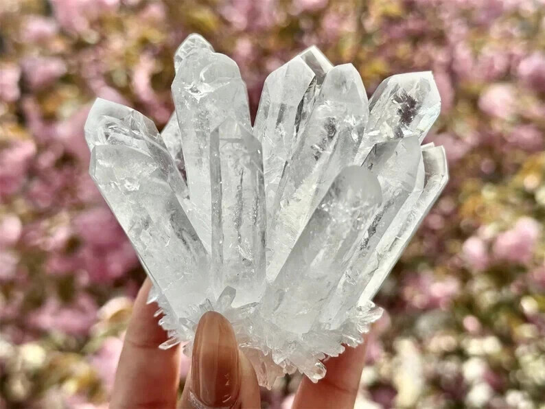2025Rare 200-2000G Clear Crystal Geode Cluster Raw Crystal Cluster Reiki Decor