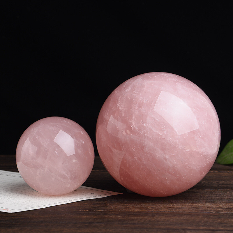 40MM Natural Rose Quartz Crystals Gemstone Reiki Healing Stone Sphere Ball Globe