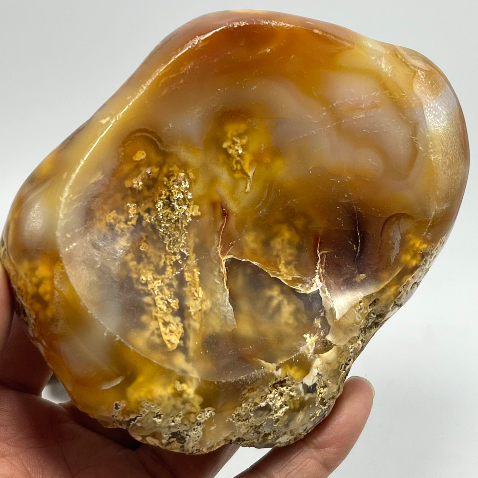377g TOP Rare Natural Agate ashtray Polished Coin Dish Madagascar #119