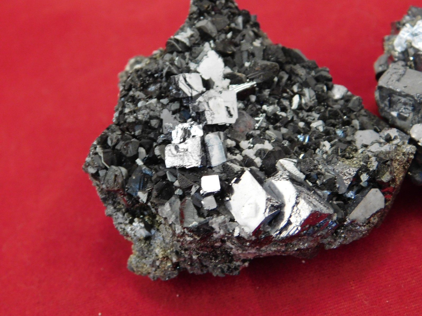 TWO! Rhombic GALENA Crystal Clusters with Druzy PYRITE Peru 137gr