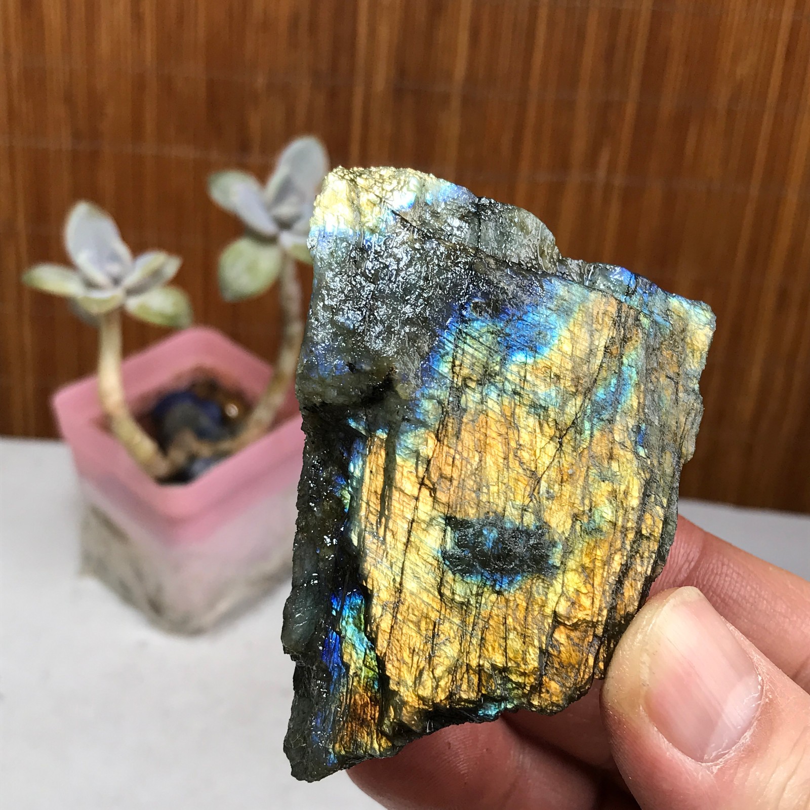 68-47-34mm Natural Labradorite Crystal gemstone Rough Mineral Specimen A3180