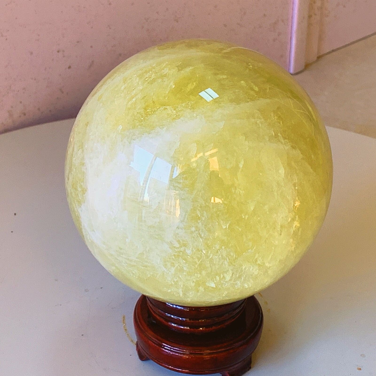 TOP 7.0LB Natural citrine Quartz Sphere Crystal globe Healing+stand YC11