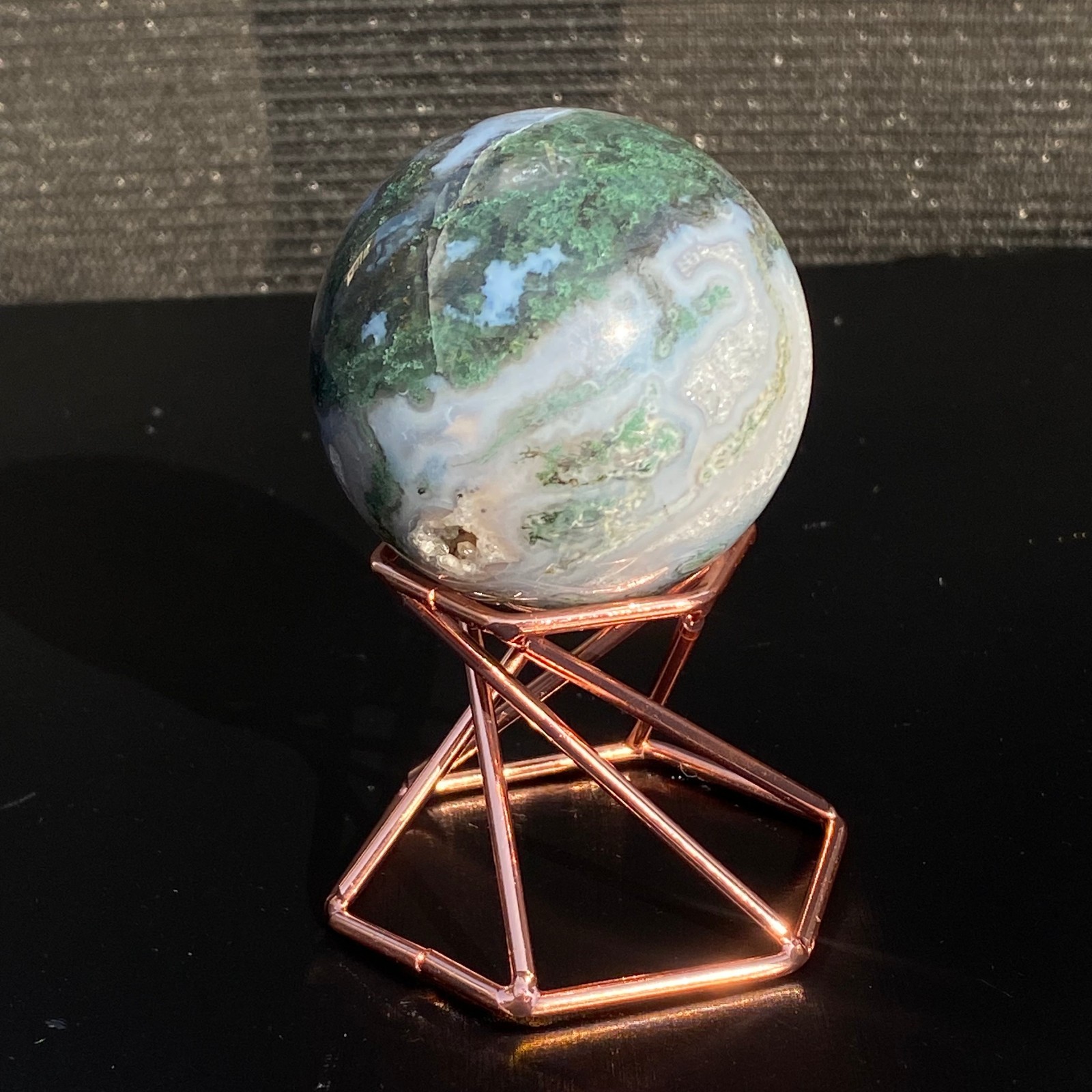 205G Natural Aquatic Plants Agate Crystal Sphere water grass Moss agate Ball
