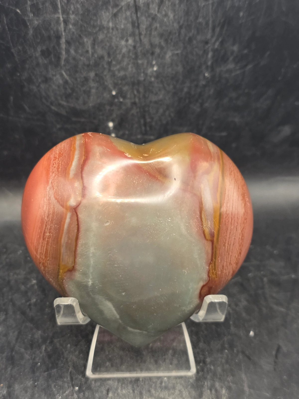 Polychrome jasper heart! 10 ounces, 3.2 inches wide, 3″ tall