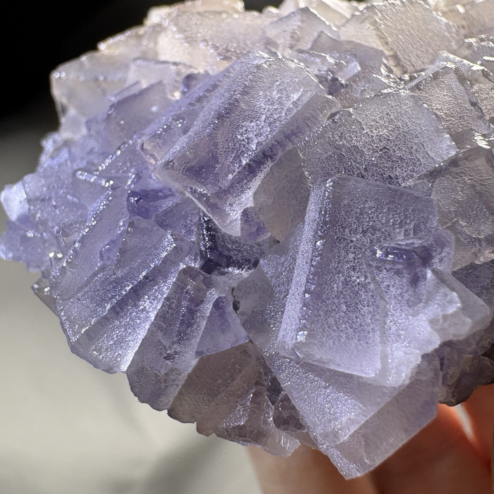 Natural Phantom Fluorite w/ Calcite Cluster Crystal Raw Mineral Dual Color UV