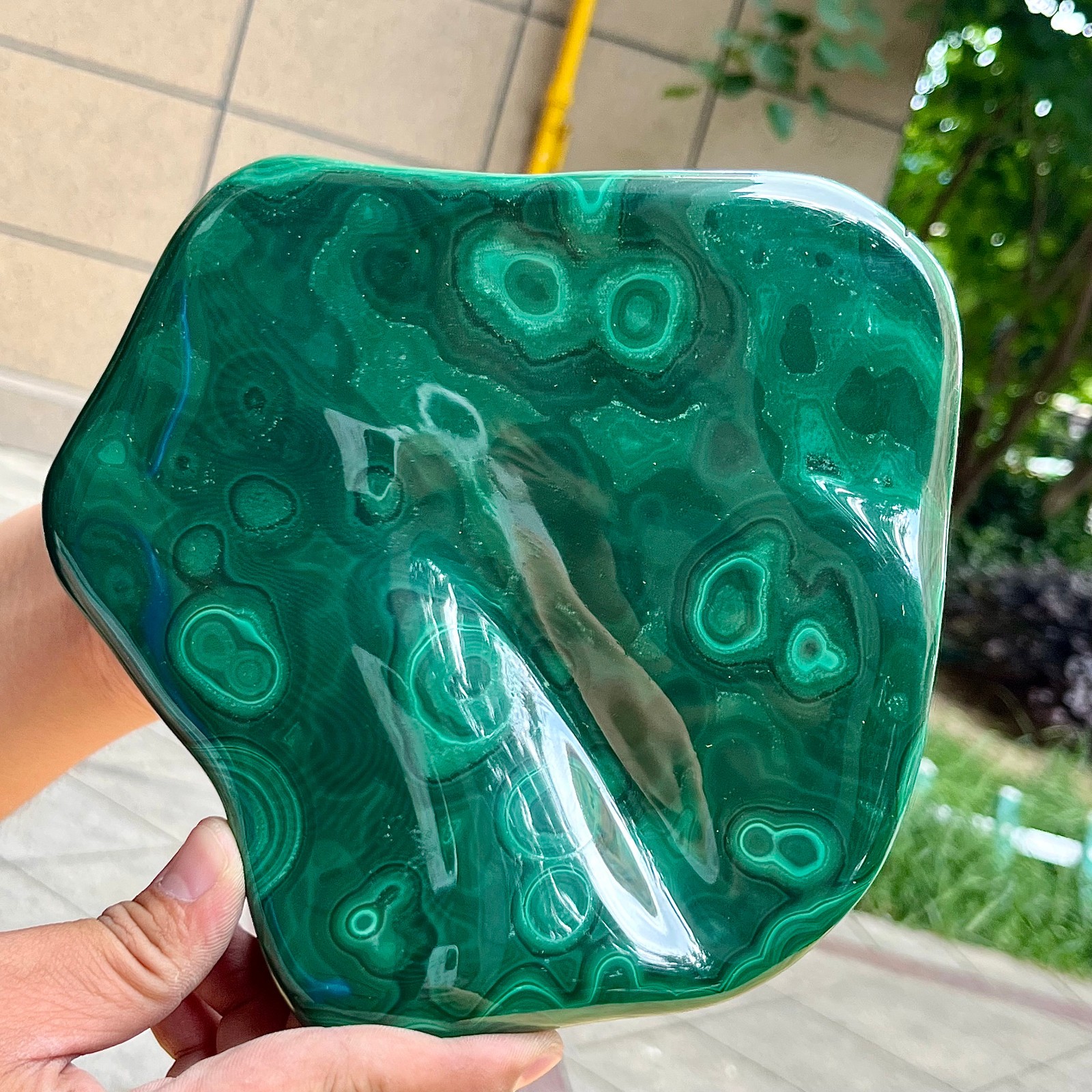 3.9 lb Authentic Malachite Stone Half Polish Half Raw Natural Patterns
