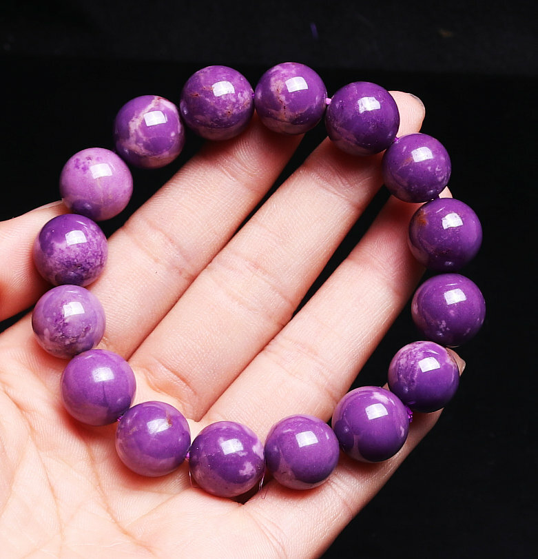 13mm Natural Phosphosiderite Purple Gemstone Round Beads Bracelet AAA 0126