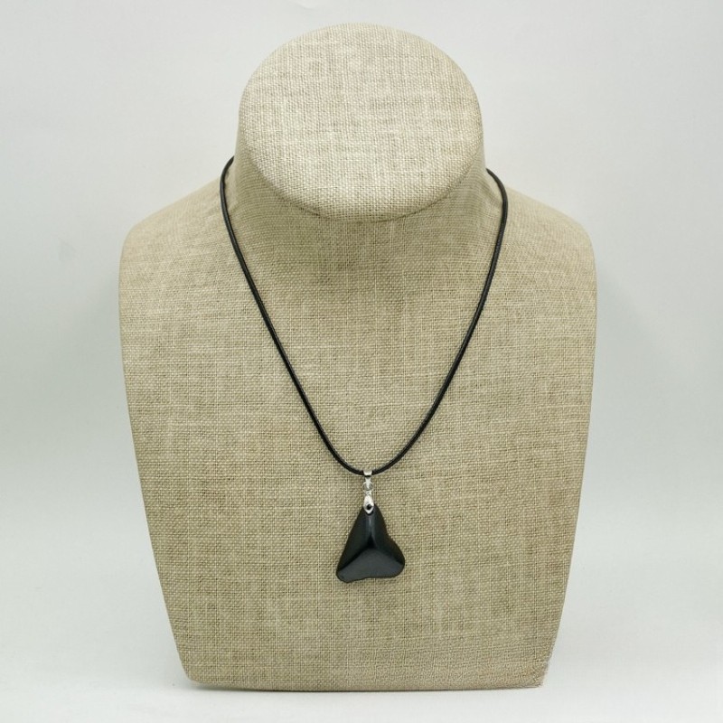 Shungite black original stone retro style random shaped energy stone pendant