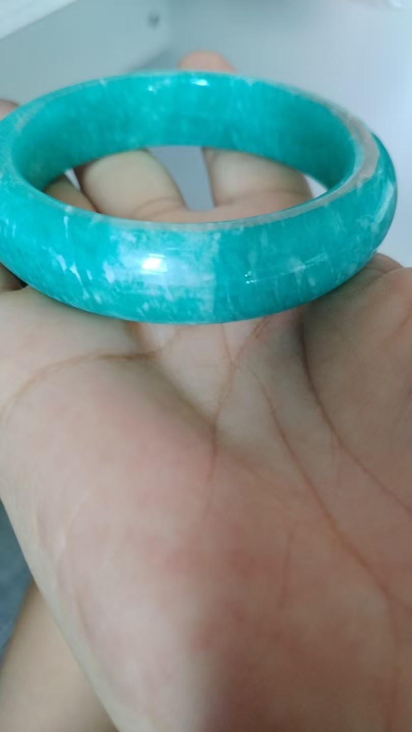 Natural Mozambique Green Amazonite Gems Bangle 53mm Adult Collectibles