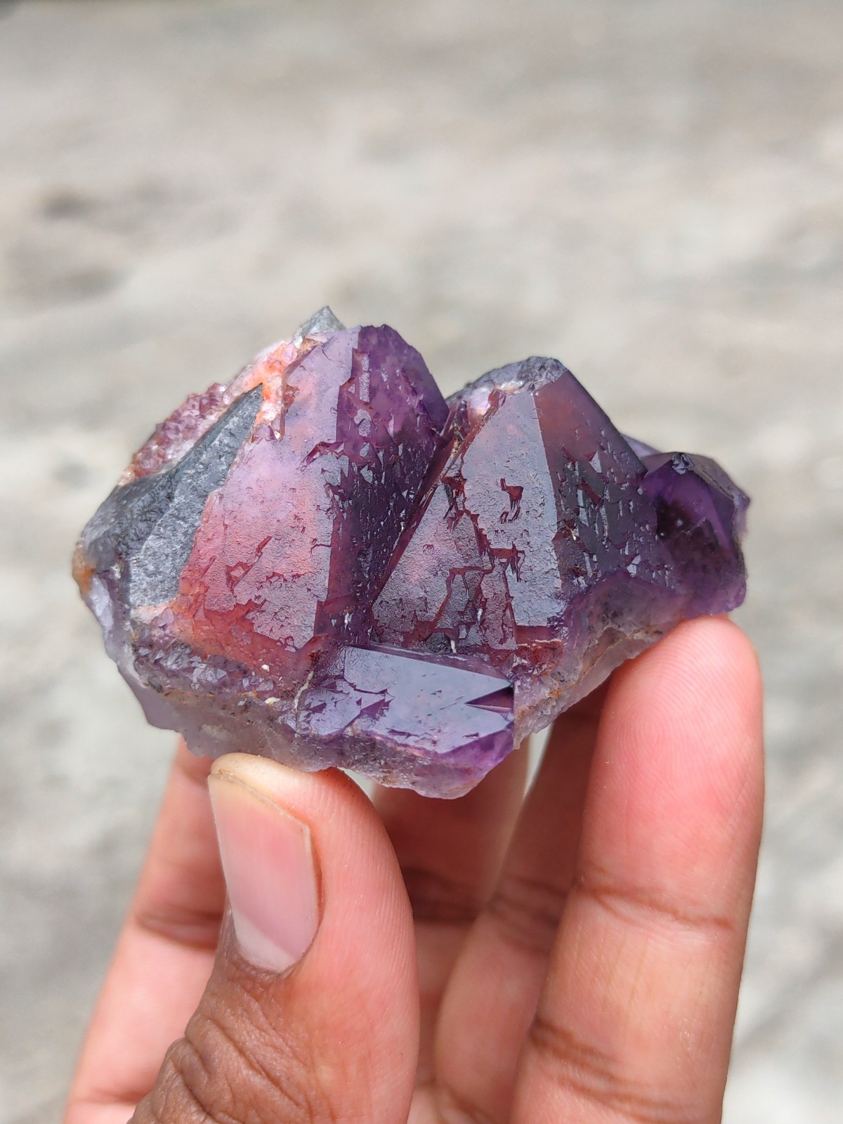Natural Mineral specimen, Alien Amethyst Red Phantom Hematite Quartz