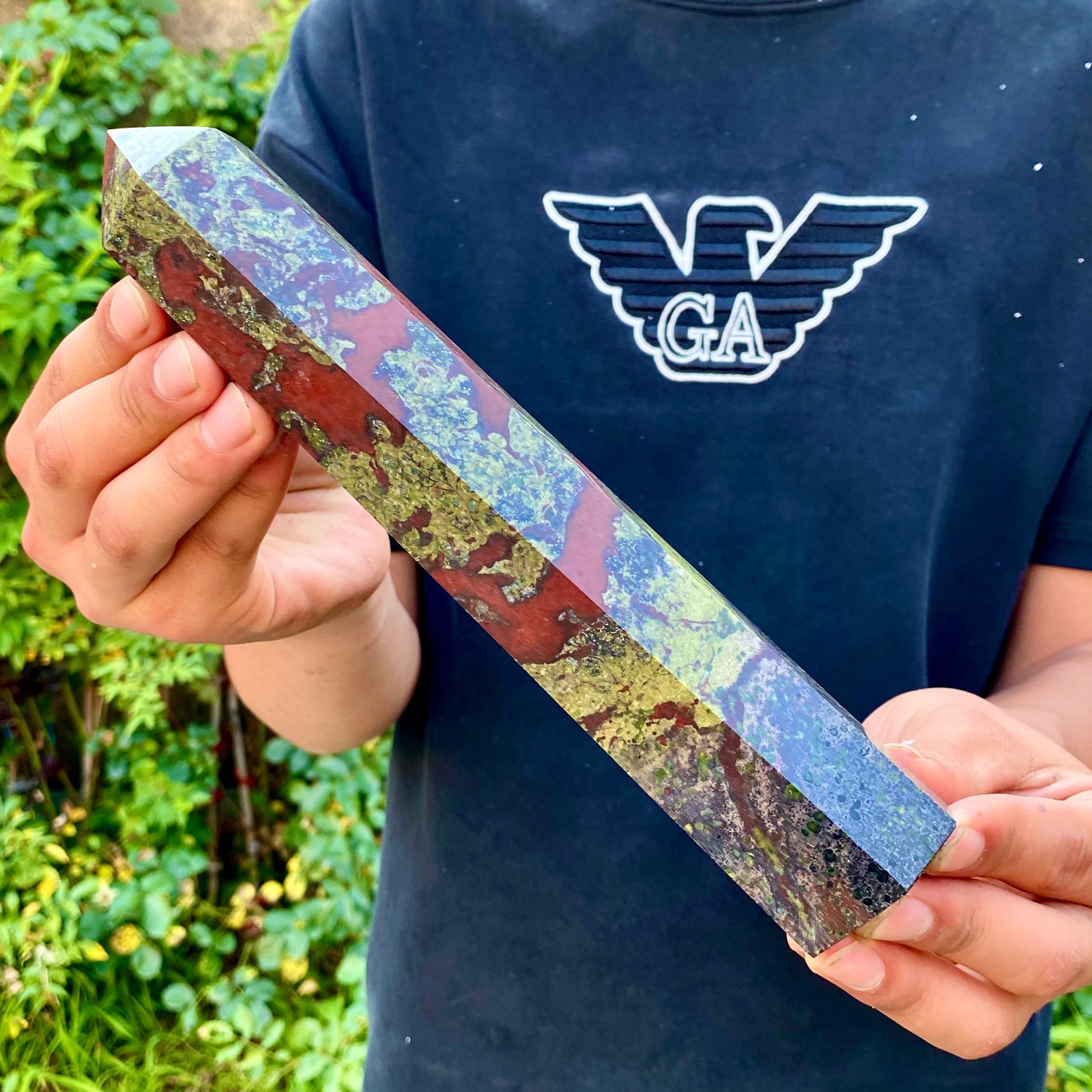 1.5LB Natural dragon blood stone Column Quartz Crtal Obelisk Energy Healing