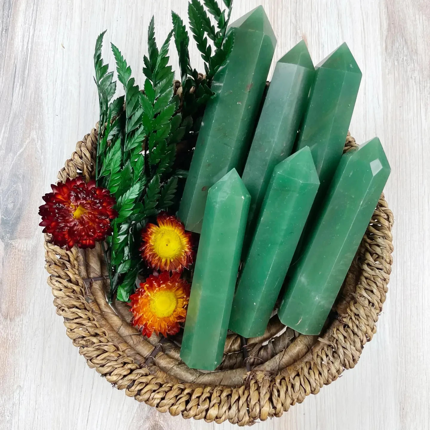 Natural Green Aventurine Healing Crystal Wands Obelisk Tower Point Home Decor