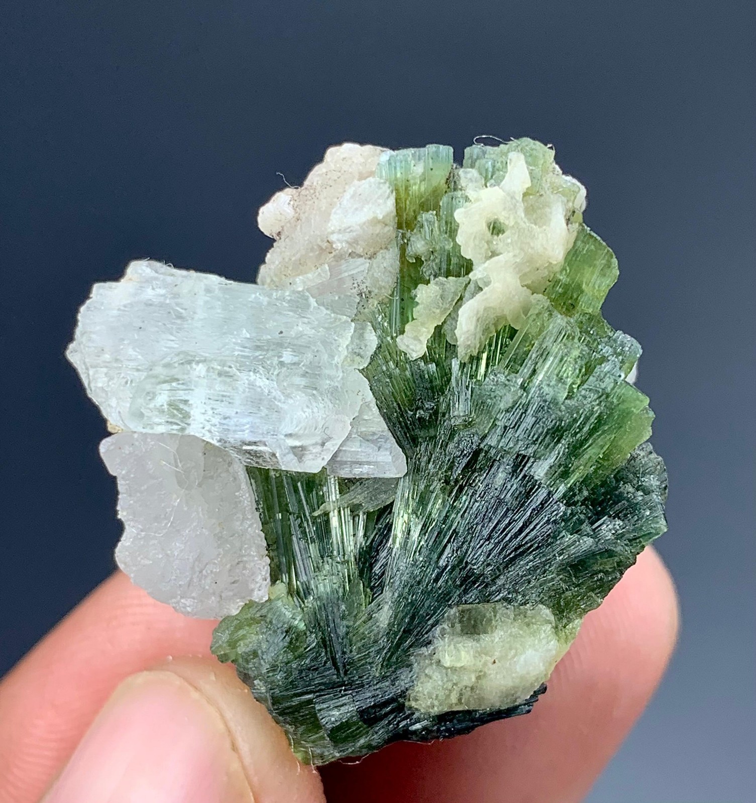 90Cts Beautiful Tourmaline Crystals Bunch With Kunzite From Afghanistan.