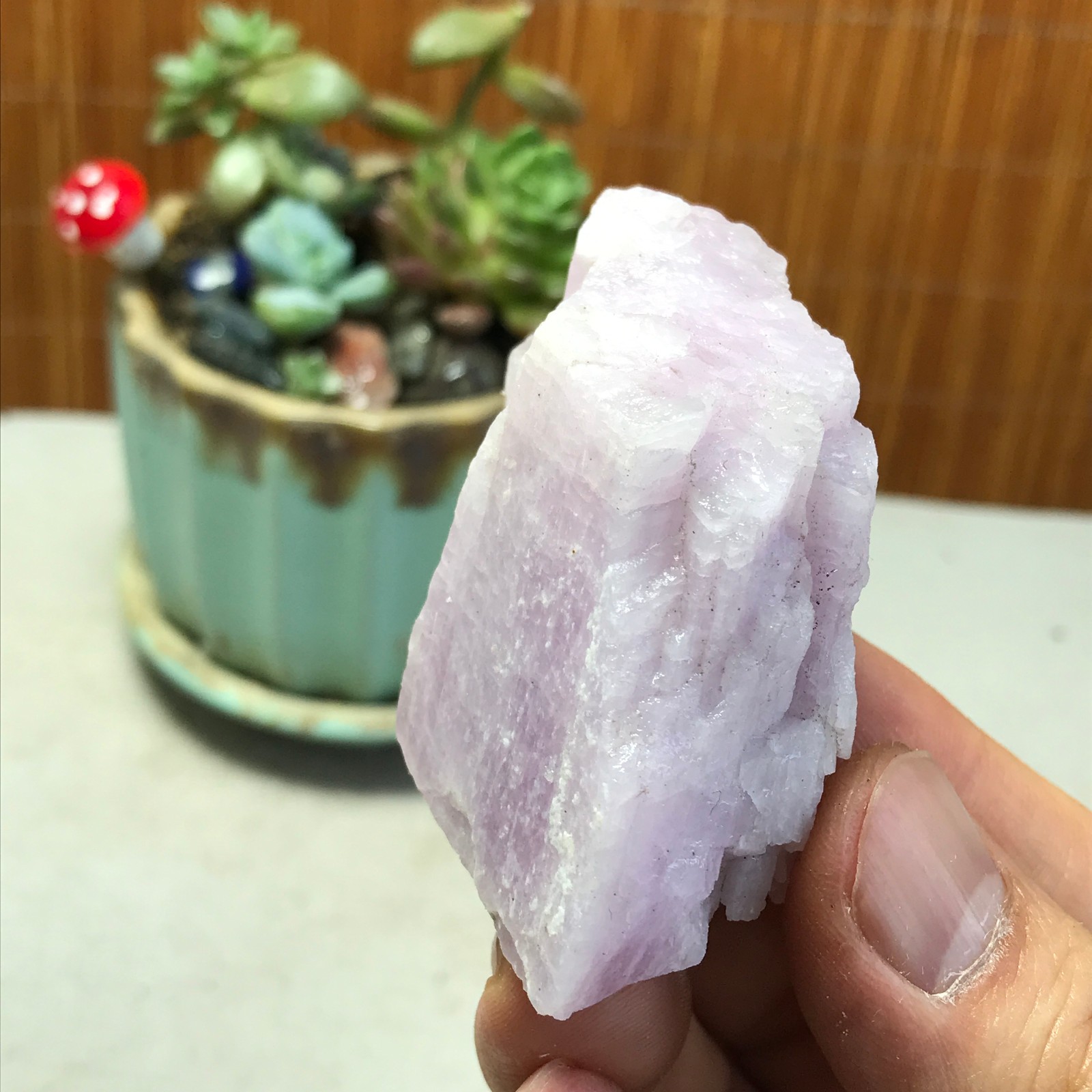 63-43-23mm NATURAL ROUGH KUNZITE PINK SPODUMENE CRYSTALS 81g A5355